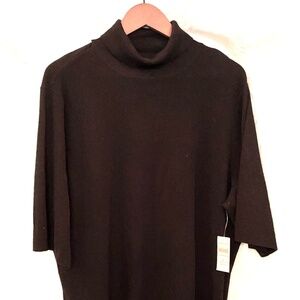 Turtle Neck Black Plus Size 3X Silk Elbow Sleeve Sweater